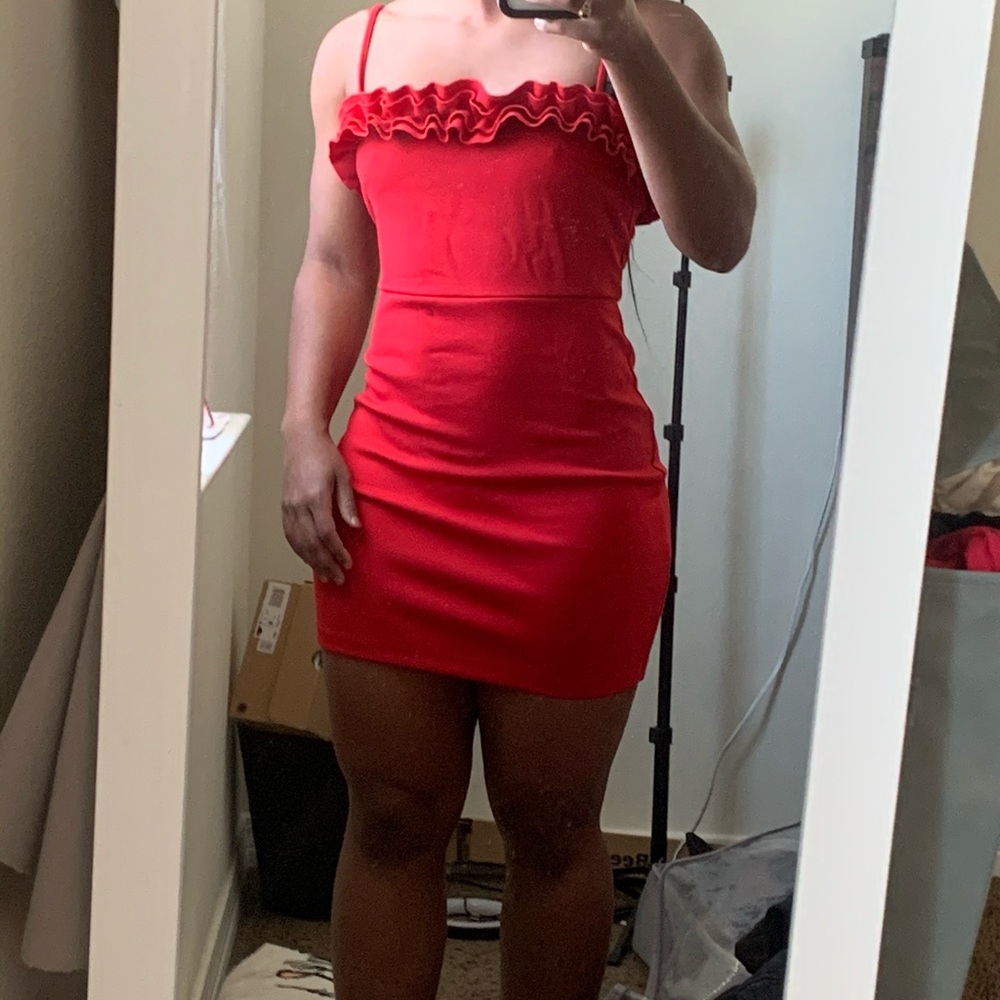 Red ruffle dress